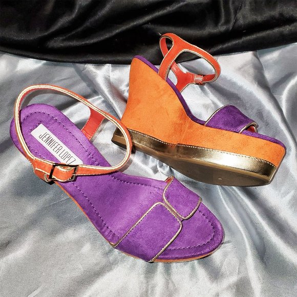 Jennifer Lopez Shoes - JENNIFER LOPEZ orange purple wedge plat heel CASEY